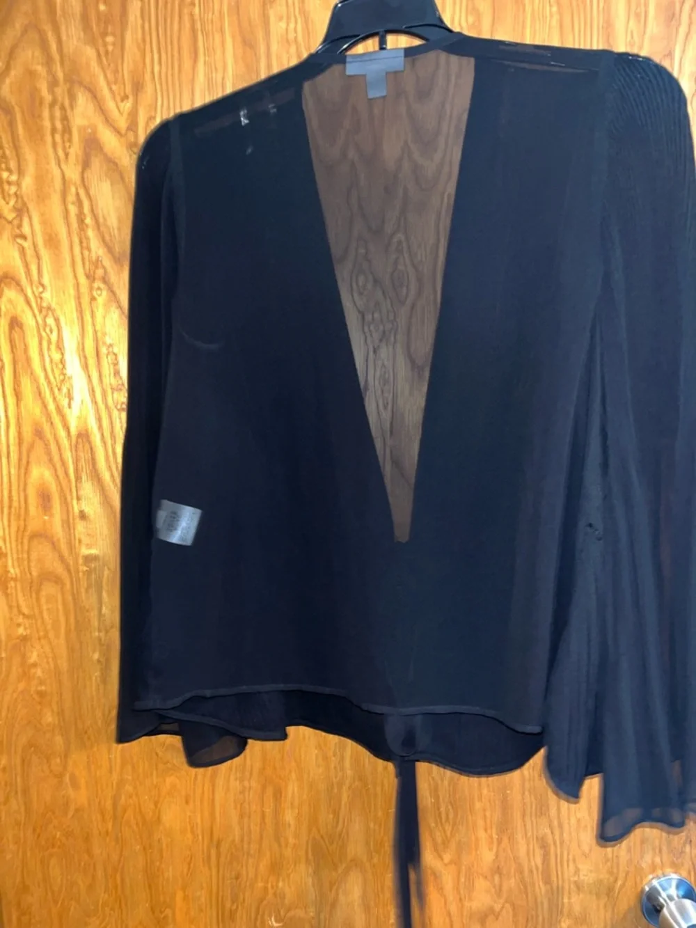 Bar III Black Sheer Open-Front Cardigan